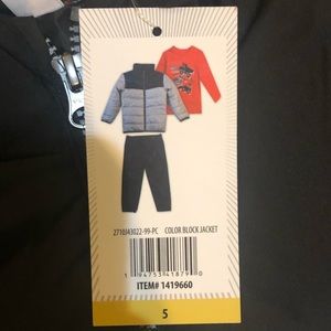 Kids Headquarters 3 piece puffer jacket long sleeved twill pant matching set